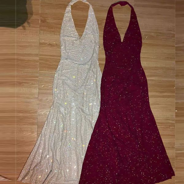 Hera Sparkling Halter Neck Midi Evening Dress - Image 7
