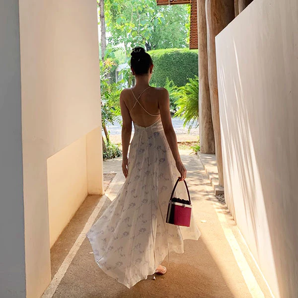Hillary Elegant Whisper Backless Floral Maxi Dress - Image 2