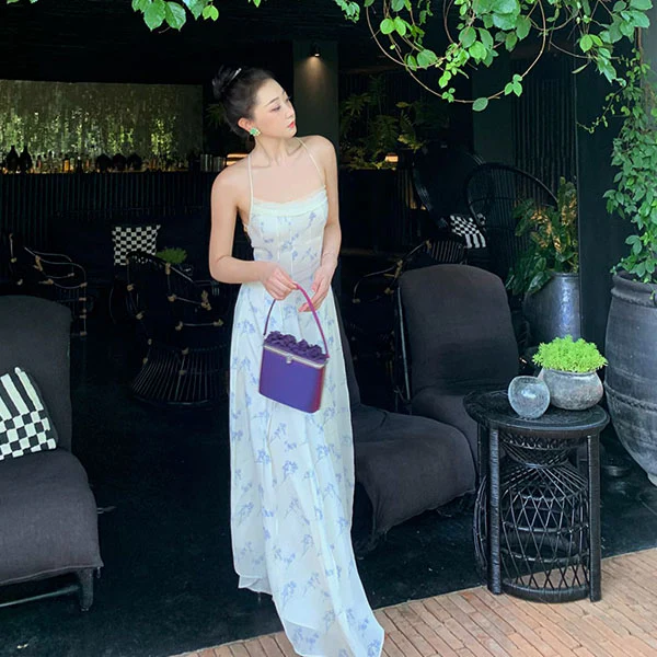 Hillary Elegant Whisper Backless Floral Maxi Dress - Image 5