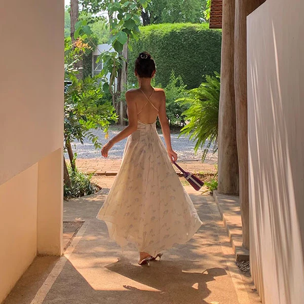 Hillary Elegant Whisper Backless Floral Maxi Dress - Image 7