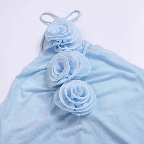 Iris Powder Blue Elegance Halter Fishtail Maxi Dress - Image 8