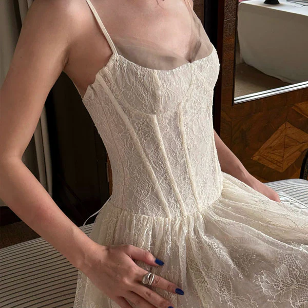 Isadora Enchanting Cream Lace Evening Maxi Dress - Image 6
