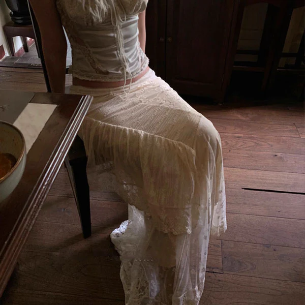 Isolde Ethereal Floral Lace Mermaid Skirt - Image 8
