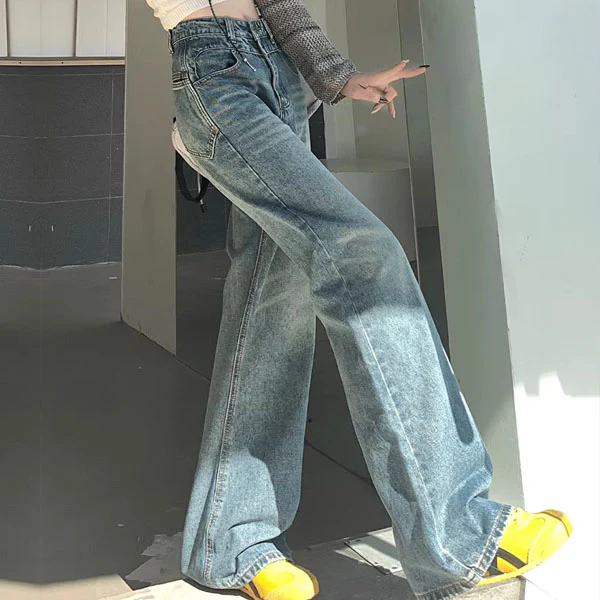 Jade  Medium Wash Denim High-Rise Wide Leg Jeans - Image 6