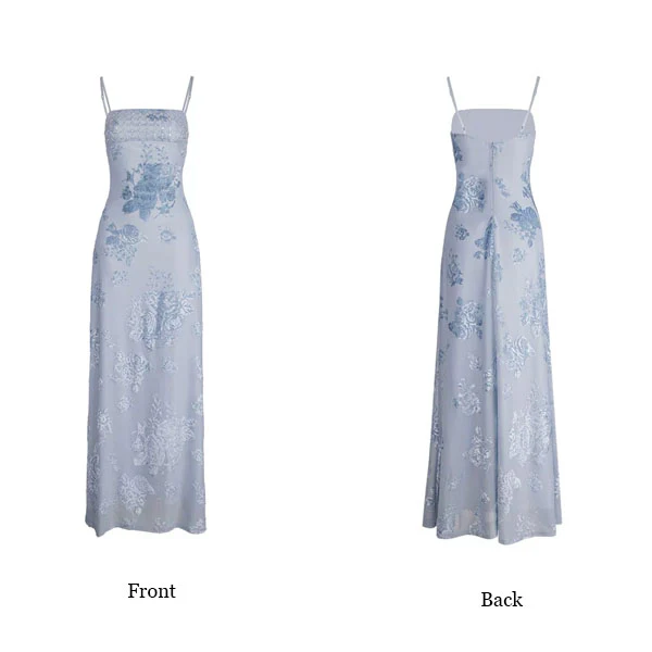 Jeanie Powder Blue Embellished Embroidery Floral Evening Dress - Image 8