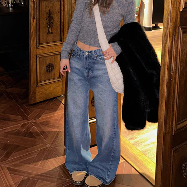 Judie Wash Denim Wide Leg Relax Jeans - Image 4