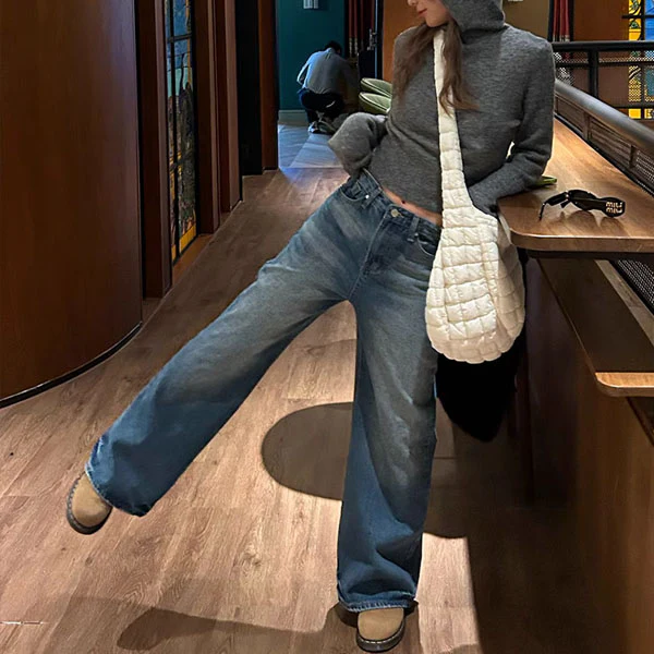 Judie Wash Denim Wide Leg Relax Jeans - Image 6