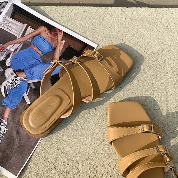 Julia Multi Strap Open Toe Slide Sandals - Image 7