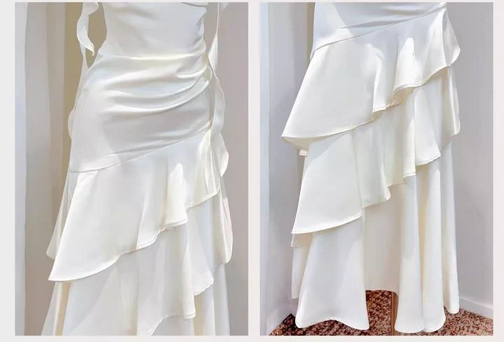 Karina Ivory Sleeveless Ruffles Evening Dress - Image 10
