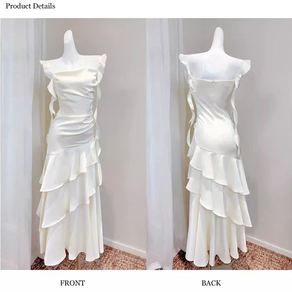 Karina Ivory Sleeveless Ruffles Evening Dress - Image 9