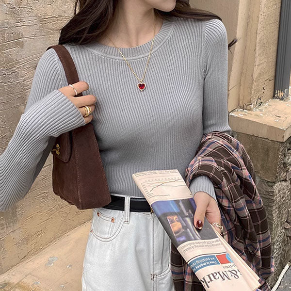 Karlie Ribbed Knit long Sleeve Sweater Top - Image 9