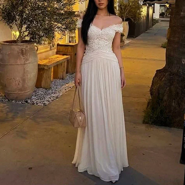 Katherina Ivory Lace Off Shoulder Romantic Flowing Dress - Image 3