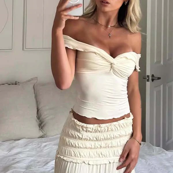 Kelinda Cream Ruffles Charm Top & Maxi Skirt - Image 5