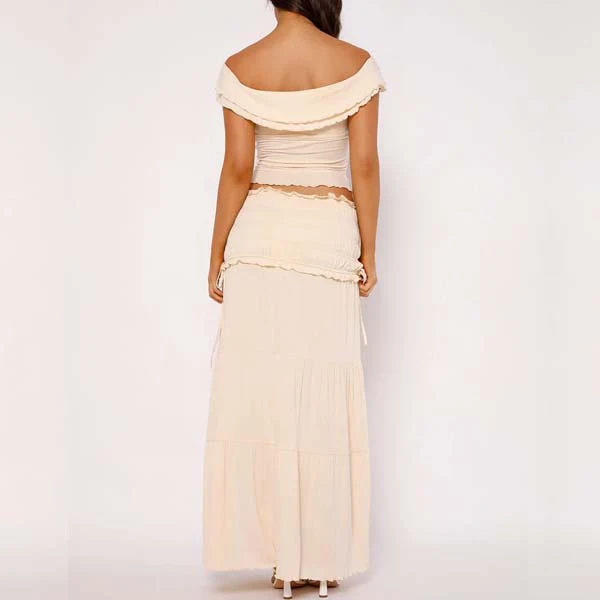 Kelinda Cream Ruffles Charm Top & Maxi Skirt - Image 8