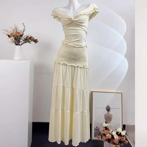 Kelinda Cream Ruffles Charm Top & Maxi Skirt - Image 9