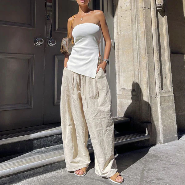 Kelli Asymmetrical Side Slit Strapless Top - Image 4