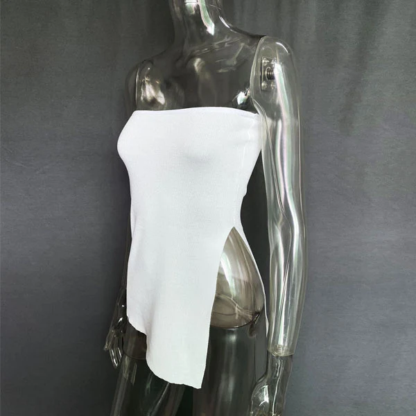 Kelli Asymmetrical Side Slit Strapless Top - Image 9