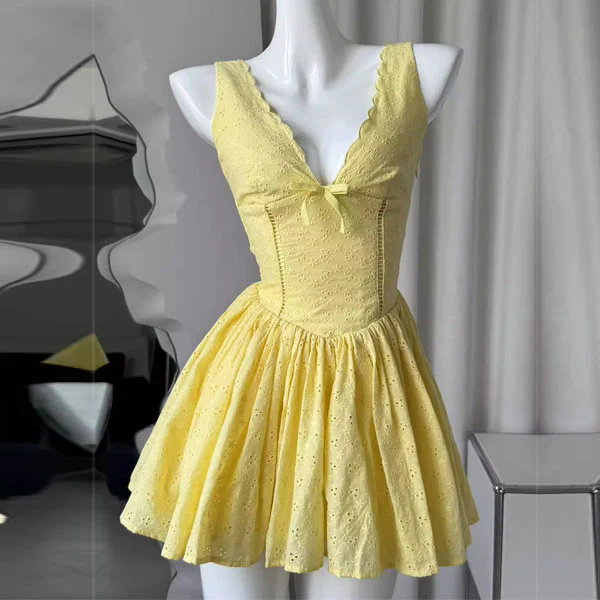 Kellina Scallop Neckline Eyelet Lace Mini Dress - Image 10