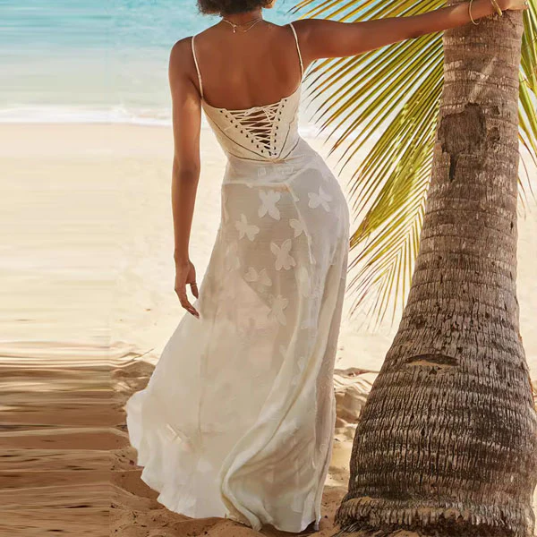 Kellisa Lace Up Flora Maxi Dress - Image 4