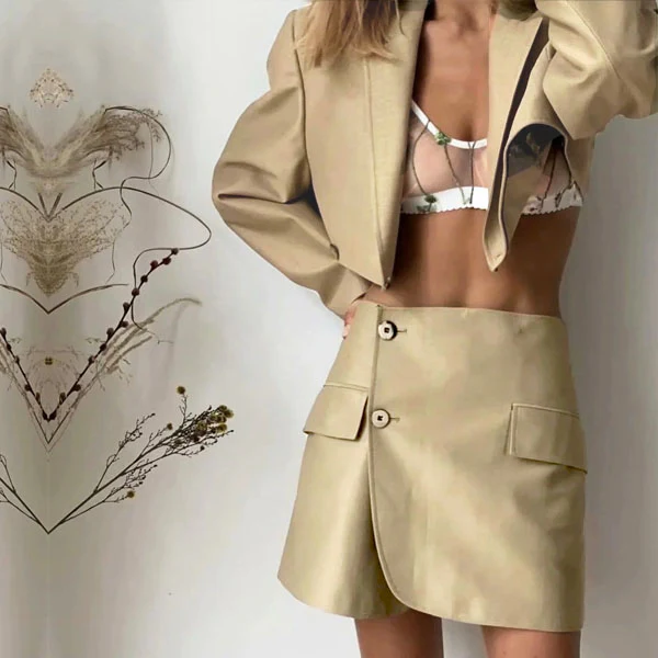 Kenza Cropped Blazer Skirt Set - Image 7