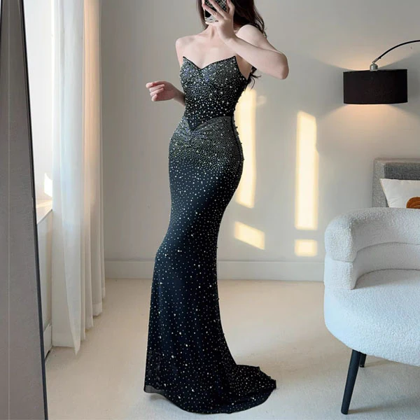 Kerina Glamorous Beaded Luxe Evening Dress