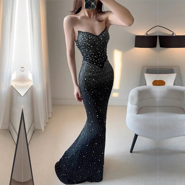 Kerina Glamorous Beaded Luxe Evening Dress - Image 3