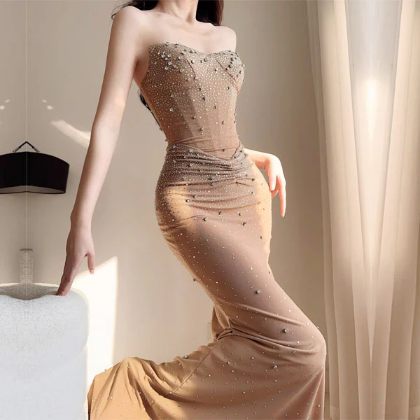 Kerina Glamorous Beaded Luxe Evening Dress - Image 5