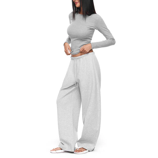 Kerrie Women’s Grey Comfy Wide Leg Sweatpants - Image 3
