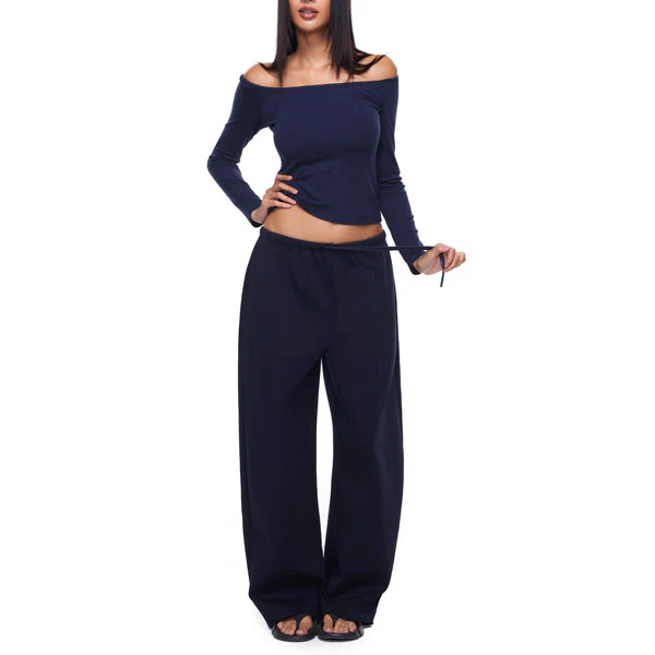 Kerrie Women’s Navy Comfy Wide Leg Sweatpants - Image 4