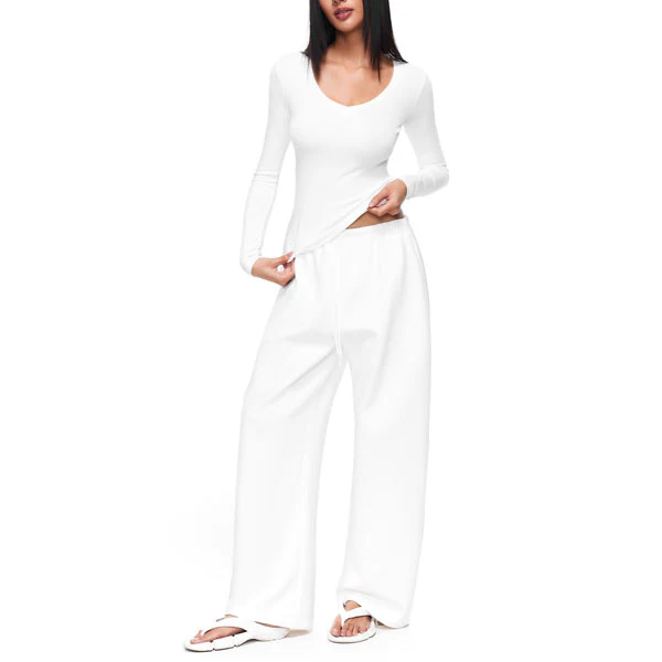 Kerrie Women’s White Comfy Wide Leg Sweatpants - Image 4