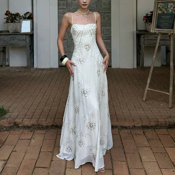 Krissy Ivory Bloom Floral Embroidered Maxi Dress - Image 3