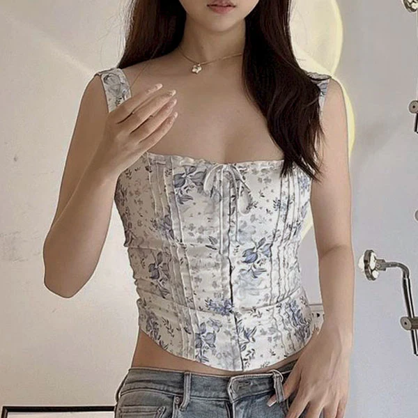 Kristin Floral Print Bustier Sleeveless Top - Image 3