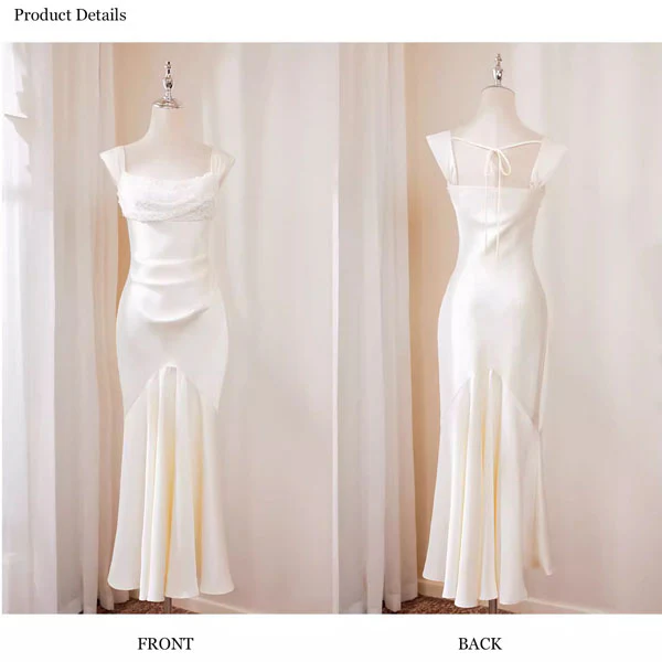Kristina Elegant Satin Mermaid Dress with Draped Neckline - Image 9