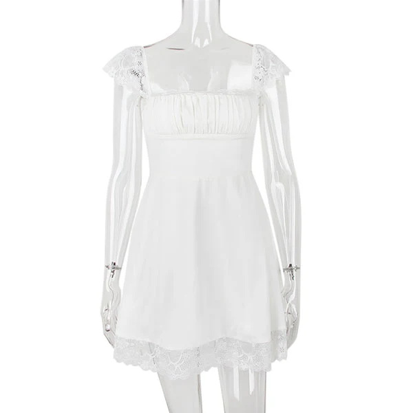 Lalisa Lace Trim Ruched Front Mini Dress - Image 4