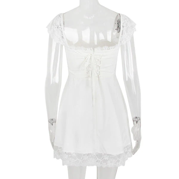 Lalisa Lace Trim Ruched Front Mini Dress - Image 5