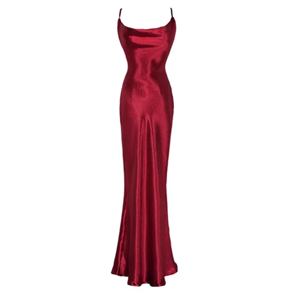 Lara Glamorous Red Satin Open Back Dress - Image 7
