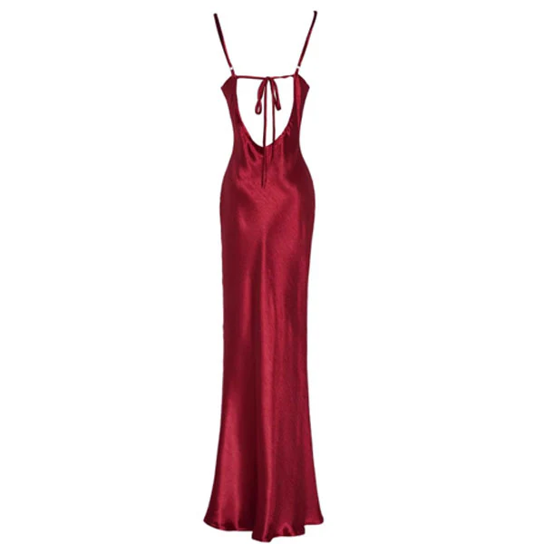 Lara Glamorous Red Satin Open Back Dress - Image 8