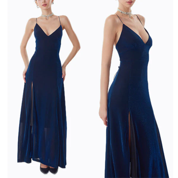 Lauren Elegance Velvet Lace-Up Back Evening Dress - Image 5