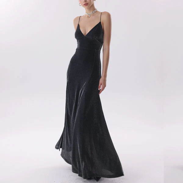 Lauren Elegance Velvet Lace-Up Back Evening Dress - Image 6