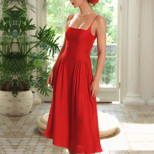 Laurie Scarlet Lace-Up Back Midi Dress - Image 7