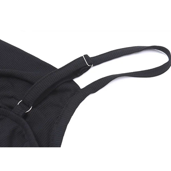 Leia Black Ruched Square Neck Tank Top - Image 7