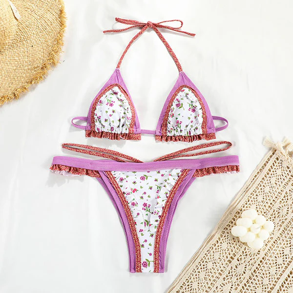 Lenny Vintage Floral Print Ruffled Bikini Set - Image 14