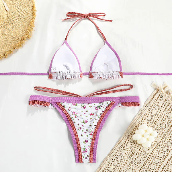 Lenny Vintage Floral Print Ruffled Bikini Set - Image 15