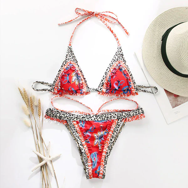 Lenny Vintage Floral Print Ruffled Bikini Set - Image 5