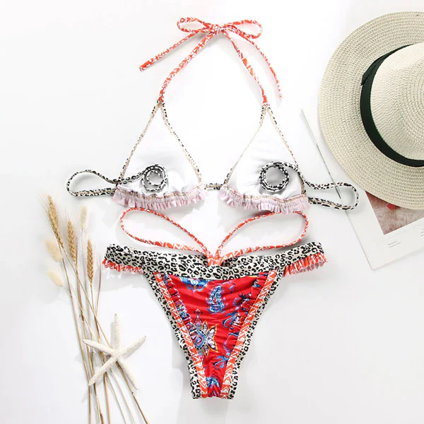 Lenny Vintage Floral Print Ruffled Bikini Set - Image 6