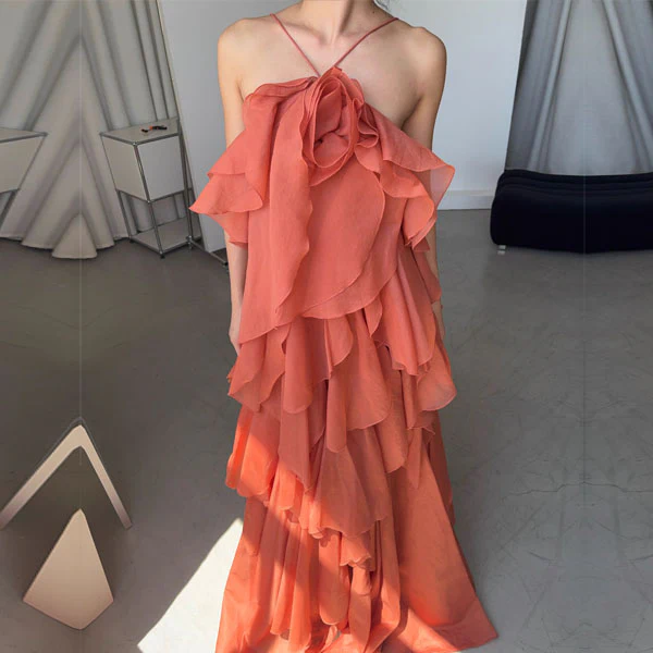 Lili Whimsical Layered Ruffles Halter Dress - Image 11