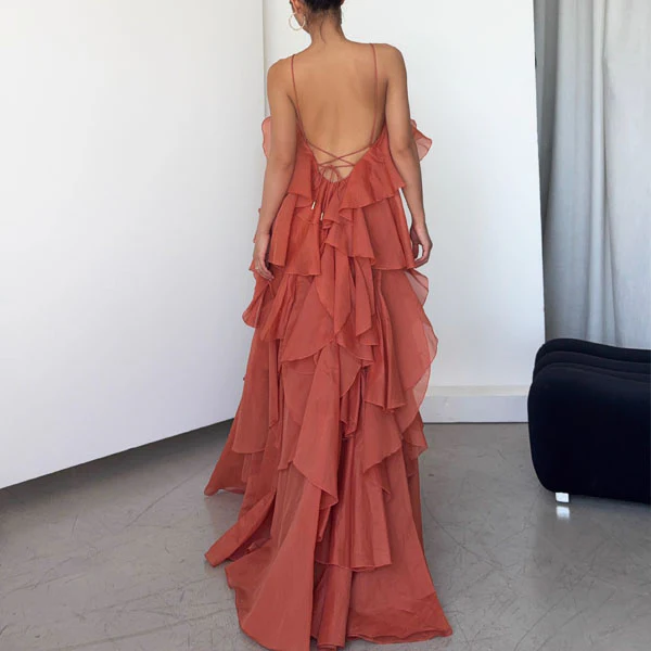Lili Whimsical Layered Ruffles Halter Dress - Image 14