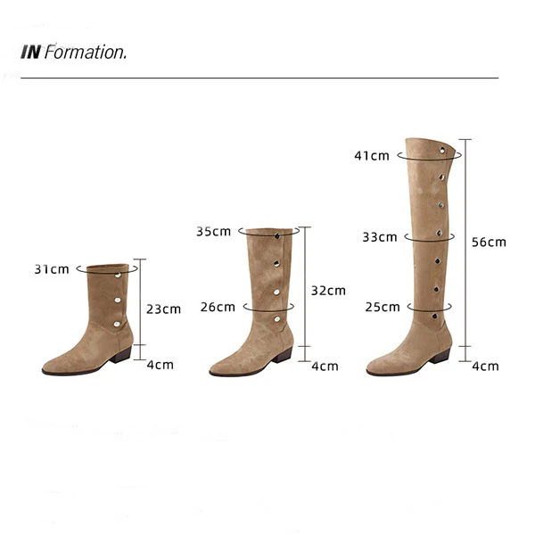 Lilia Snap Buttons Folded Suede Boots - Image 8