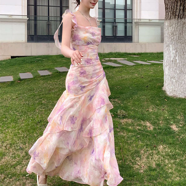Liliette Romantic Pastel Floral Ruffles Maxi Dress - Image 2
