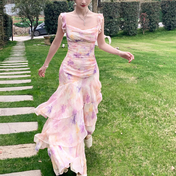 Liliette Romantic Pastel Floral Ruffles Maxi Dress - Image 3